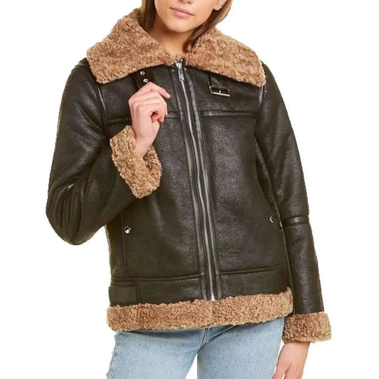 Women’s Aviator B3 Bomber Black Leather Jacket