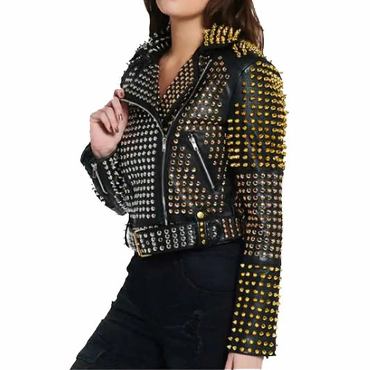 Women's Studded Leather Jacket