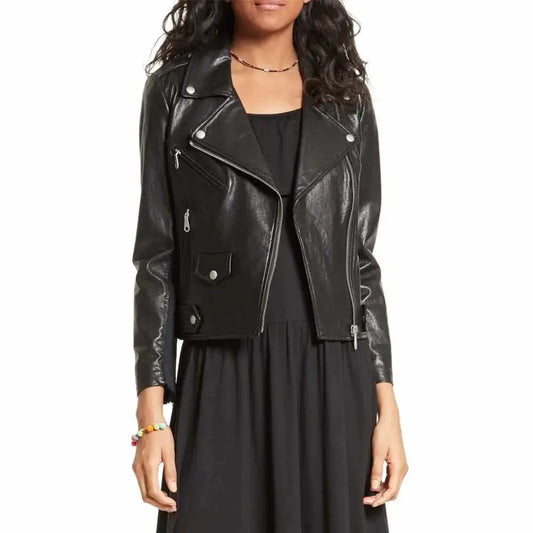 Women’s Slim Fit Leather Biker Jacket