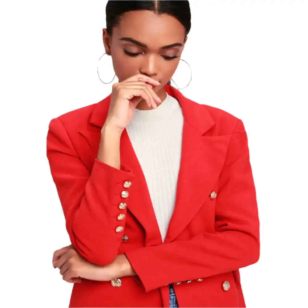 Women's Cherry Red Wool Long Coat