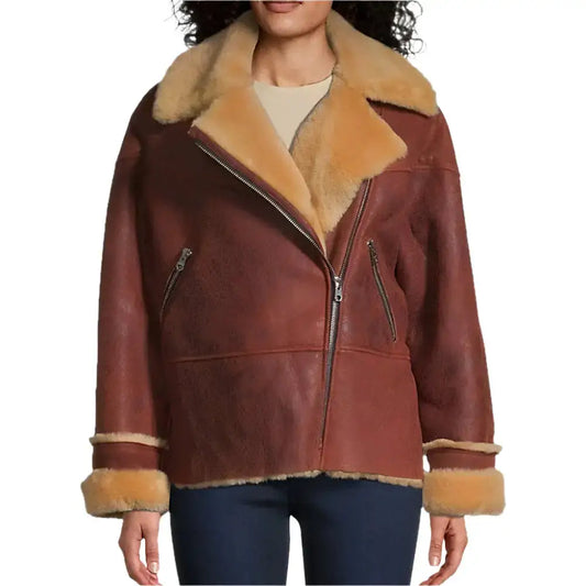 Women’s Sandro Shearling Moto Jacket-0