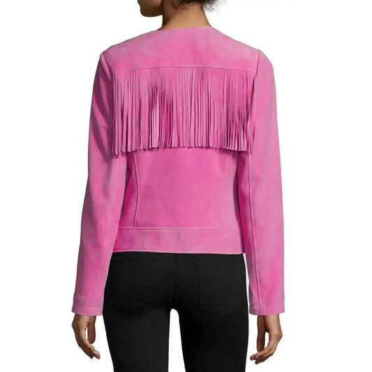Women's Slim Fit Fringe Leather Jacket