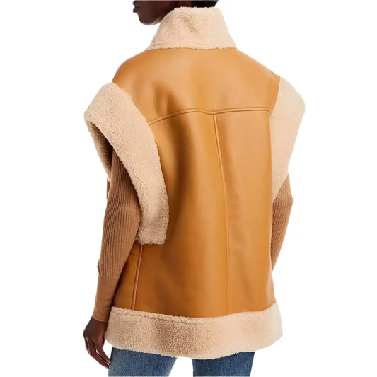 Women’s Tan Brown B3 RAF Aviator Shearling Leather Vest